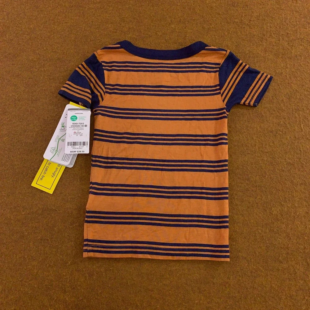 Carter's Old Navy Toddler 3T Multi-Color Striped Pajama Shirt Bundle 2pk NWT